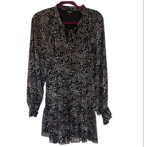 Aakaa Black and White Floral Dress